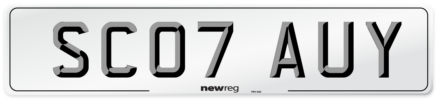 SC07 AUY Number Plate from New Reg